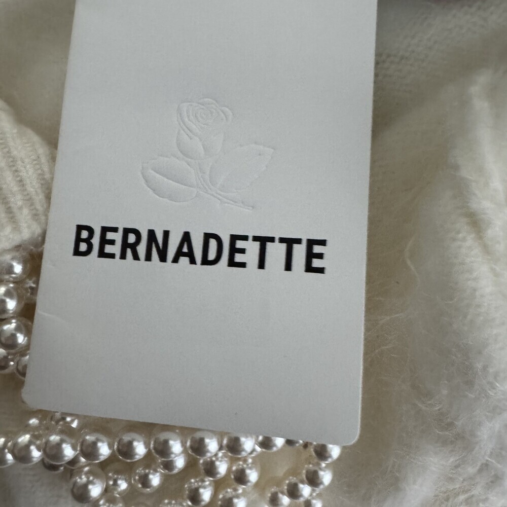 Bernadette Solène Brushed Cashmere Pullover Open Back Pearl Necklace White Small - Picture 8 of 15
